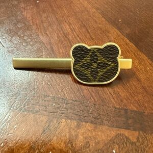 New upcycled Louis Vuitton Gold Bear-Shaped hair clip